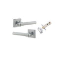 Iver Helsinki Solid Brass Door Lever on Square Rose | Passage Kit | 7 Finishes - Brushed Chrome