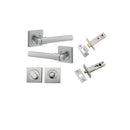 Iver Helsinki Solid Brass Door Lever on Square Rose | Separate Privacy Kit | 7 Finishes - Brushed Chrome