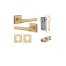Iver Helsinki Solid Brass Door Lever on Square Rose | Entrance Kit (Key/Key) | 7 Finishes - Brushed Brass