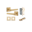Iver Helsinki Solid Brass Door Lever on Square Rose | Entrance Kit (Key/Thumb) | 7 Finishes - Brushed Chrome