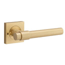 Iver Helsinki Solid Brass Door Lever on Square Rose | Inbuilt Privacy Kit | 7 Finishes - Brushed Brass