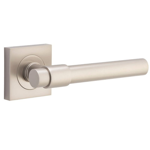 Iver Helsinki Solid Brass Door Lever on Square Rose | Passage Lever Set Only | 7 Finishes - Satin Nickel