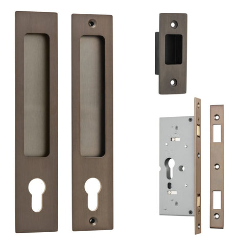 IVER Rectangular Pull For Sliding Doors | Entrance Kit | 6 Finishes - Signature Brass