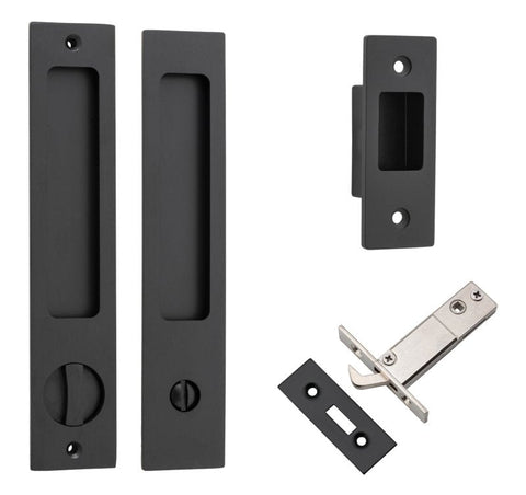 IVER Rectangular Pull For Sliding Doors | Separate Privacy Kit | 6 Finishes - Matt Black