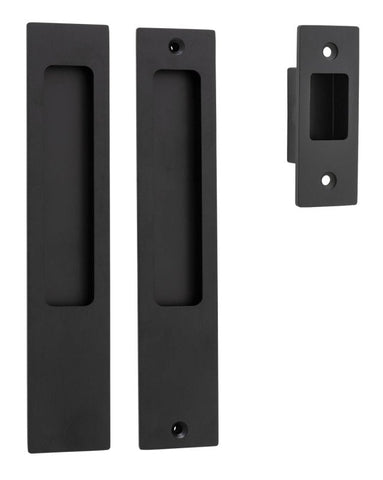IVER Rectangular Pull For Sliding Doors | Passage Kit | 6 Finishes - Matt Black