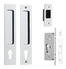 IVER Rectangular Pull For Sliding Doors | Entrance Kit | 6 Finishes - Polished Chrome