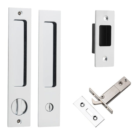 IVER Rectangular Pull For Sliding Doors | Separate Privacy Kit | 6 Finishes - Polished Chrome