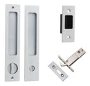 IVER Rectangular Pull For Sliding Doors | Separate Privacy Kit | 6 Finishes - Brushed Chrome