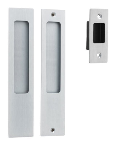 IVER Rectangular Pull For Sliding Doors | Passage Kit | 6 Finishes - Brushed Chrome