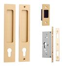 IVER Rectangular Pull For Sliding Doors | Entrance Kit | 6 Finishes - Brushed Brass