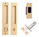 IVER Rectangular Pull For Sliding Doors | Separate Privacy Kit | 6 Finishes - Brushed Brass