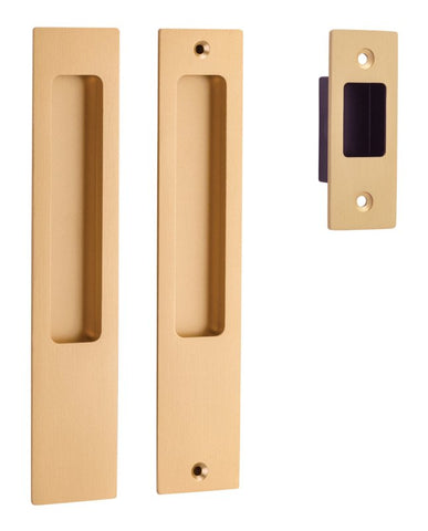 IVER Rectangular Pull For Sliding Doors | Passage Kit | 6 Finishes - Brushed Brass