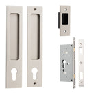 IVER Rectangular Pull For Sliding Doors | Entrance Kit | 6 Finishes - Satin Nickel