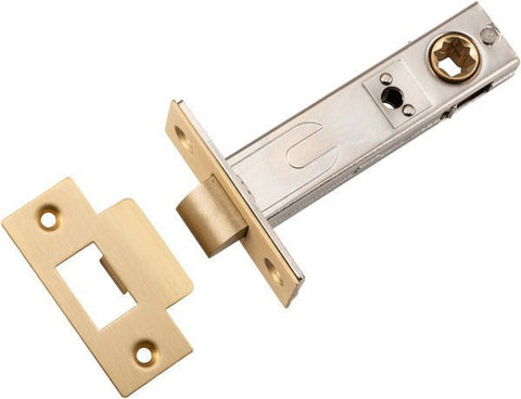 IVER Split Cam Tube Latch -T- Striker | Hard Sprung Split Cam 70mm Backset - Brushed Brass