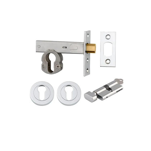 Iver Euro Mortice Deadbolt Kit 60mm Backset with Round Euro Escutcheon Key/Thumb Polished Chrome