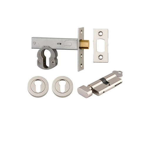 Iver Euro Mortice Deadbolt Kit 70mm Backset with Round Euro Escutcheon Key/Thumb Polished Nickel