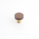 Castella Kereste Cabinet Door Knob 30mm Walnut Satin Brass - primehardware