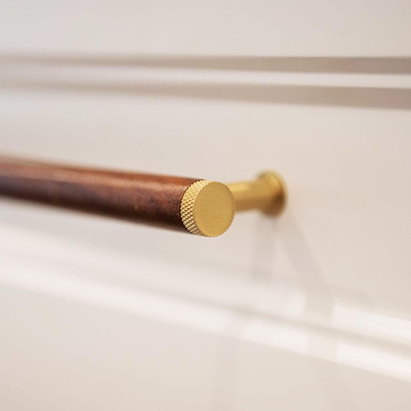 Castella Kereste Cabinet Door Knob 30mm Walnut Satin Brass