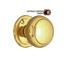 Superior Brass Milled Edge Knob Antique Finish 52mm Antique Copper 52mm Dia / 51mm Back Plate (Pair)