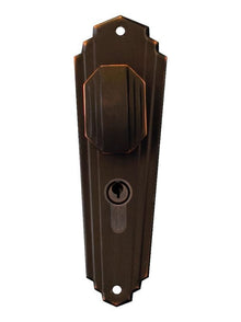 Superior Brass Art Deco Knob Lock C/c 47.6mm - Antique Finish Antique Copper 203x63mm (Pair)