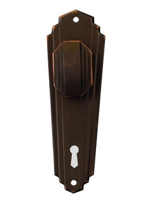 Superior Brass Art Deco Knob Lock C/c 57mm Antique Finish Antique Copper 203x63mm (Pair)
