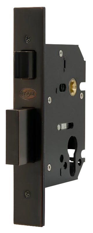 Black door lock mechanism on a white background