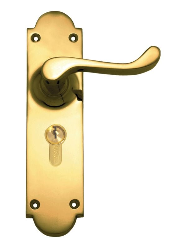 Superior Brass Lever Lock (CC 47.6mm) PB 200x50mm ONLY LEVER SET - primehardware