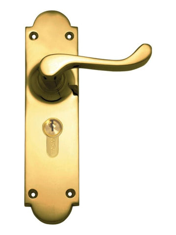 Superior Brass Lever Lock (CC 47.6mm) PB 200x50mm ONLY LEVER SET - primehardware