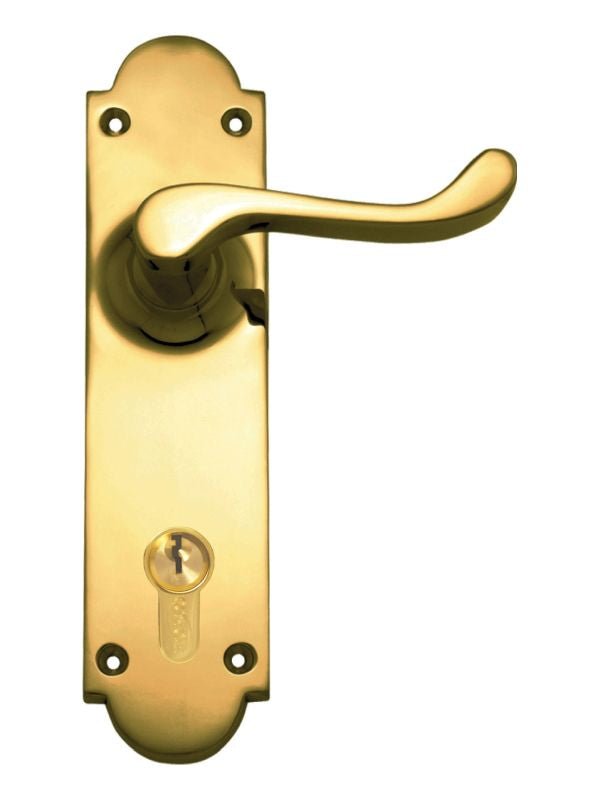 Superior Brass Lever Lock (CC 85mm) PB 200x50mm ONLY LEVER SET - primehardware