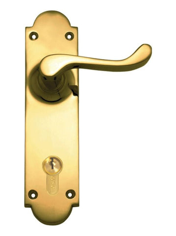 Superior Brass Lever Lock (CC 85mm) PB 200x50mm ONLY LEVER SET - primehardware