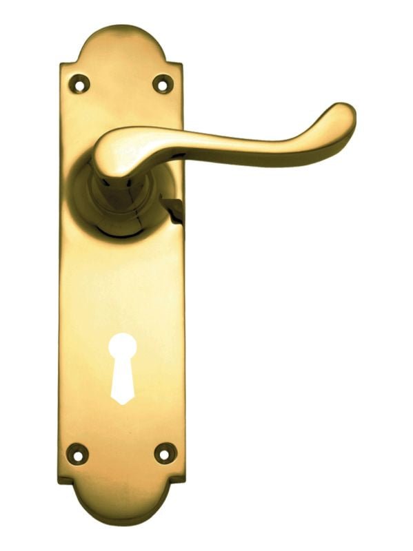 Superior Brass Lever Lock (CC 57mm) PB 200x50mm ONLY LEVER SET - primehardware