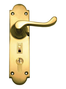 Superior Brass Lever Lock Punched to Suit My Lock Polished Brass 200x50mm (Pair)