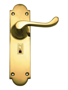 Superior Brass Lever Lock Privacy Bathroom Polished Brass 200x50mm (Pair)