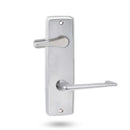Metal door handle on a white background