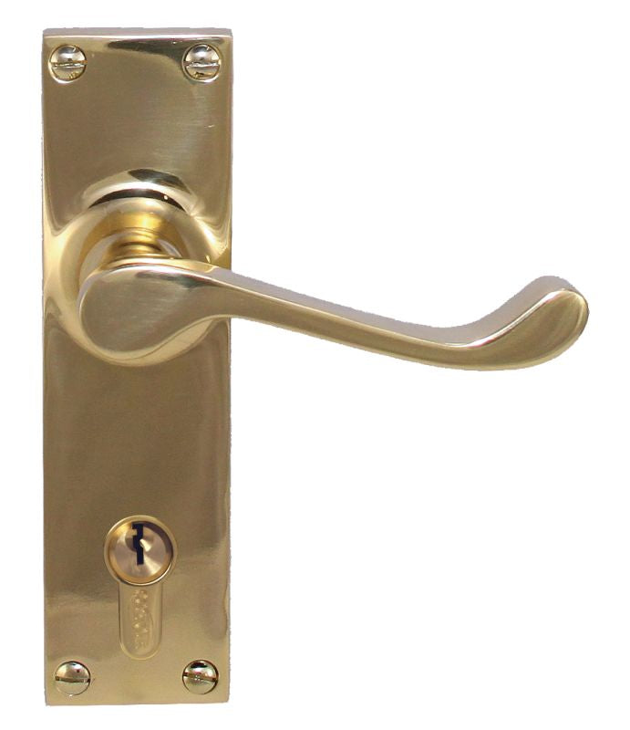 Superior Brass Lever Lock (CC 47.6mm) PB 150x42mm ONLY LEVER SET - primehardware