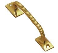 Superior Brass Pull Handle Georgian Polished Brass 125mm