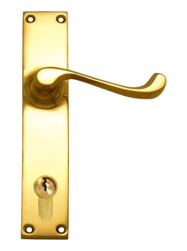 Superior Brass Lever Lock (CC 85mm) PB 200x36mm ONLY LEVER SET - primehardware