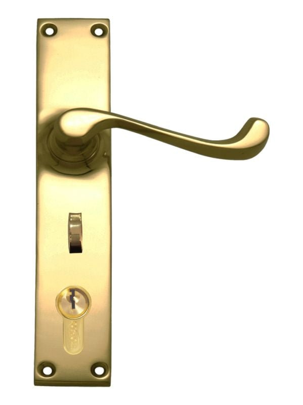 Superior Brass Lever Lock punched to suit myLOCK PB 200x36mm ONLY LEVER SET - primehardware