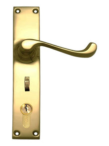 Superior Brass Lever Lock Punched to Suit myLOCK Polished Brass 200x36mm (Pair)