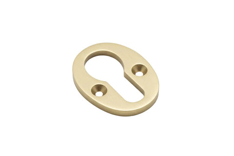Gold metal escutcheon on a white background
