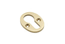 Gold metal escutcheon on a white background