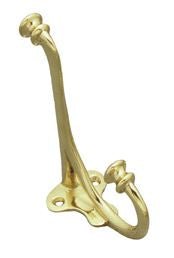 Superior Brass Hat & Coat Hook Old English Design Polished Brass 105mm