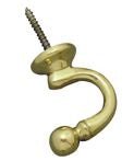 Superior Brass Single Hook Per. 2 Polished Brass 35mm (Pair)