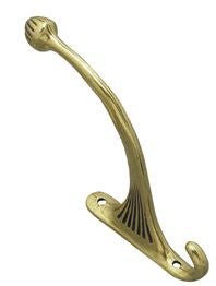 Superior Brass Hat & Coat Hook Old English Design Polished Brass 120mm