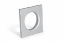 Square light fixture with circular cutout on a white background