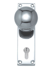 Superior Brass Knob Lock Centre-to-centre 47.6mm Chrome Plated Polished Chrome 150x42mm (Pair)