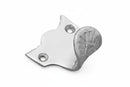 Metallic cat-shaped bottle opener on a white background