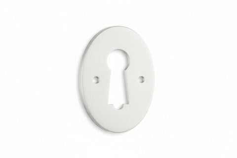 White oval keyhole cover on a white background