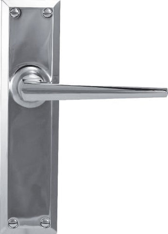 Chrome door handle on a white background