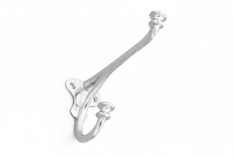 Silver wall hook on a white background